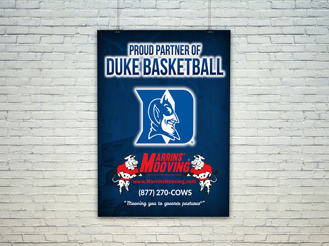 Raleigh Design Graphics Poster Proud Sponsor Duke Basketball Marrins Mooving