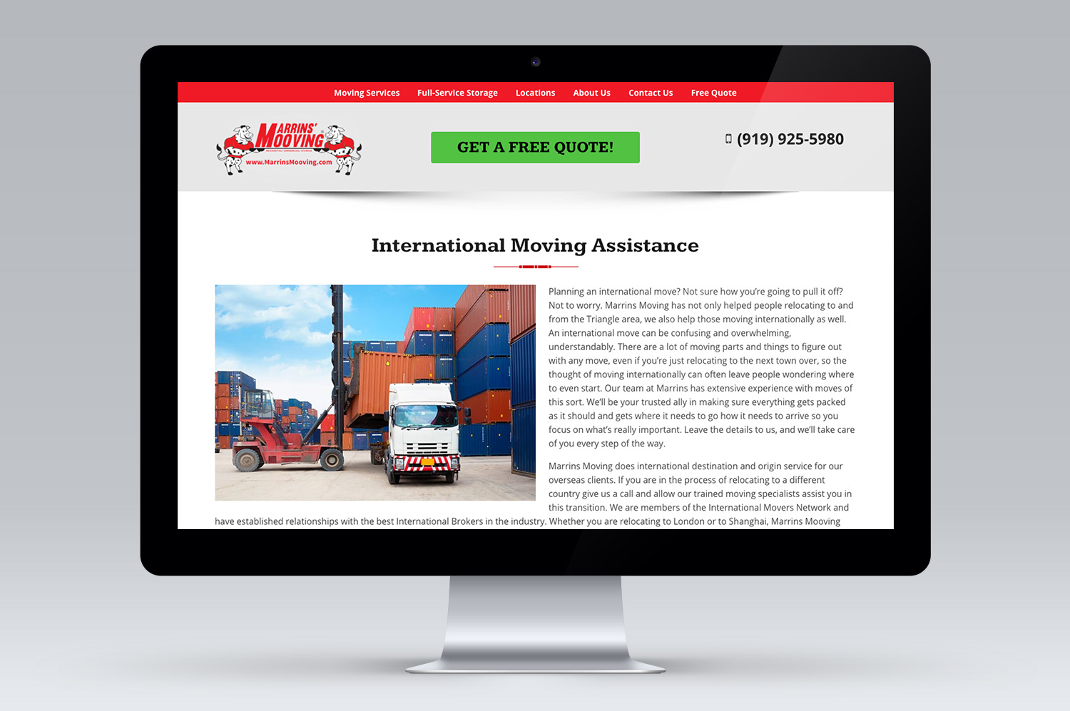 Web Design Moving Company Raleigh Nc Marrins Mooving International Move