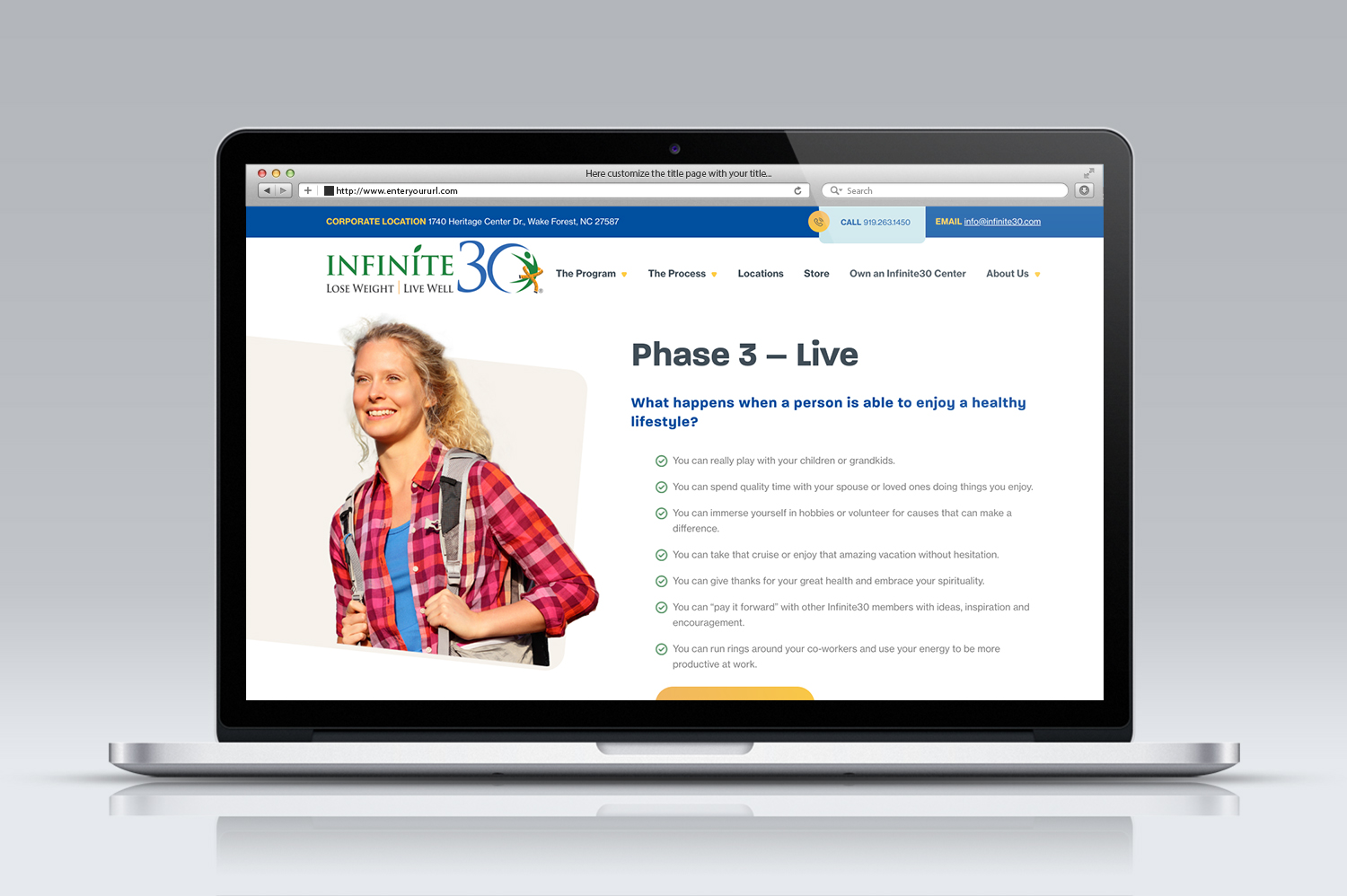 Raleigh Web Design Weight Loss Center E Commerce Infinite30 Live Phase