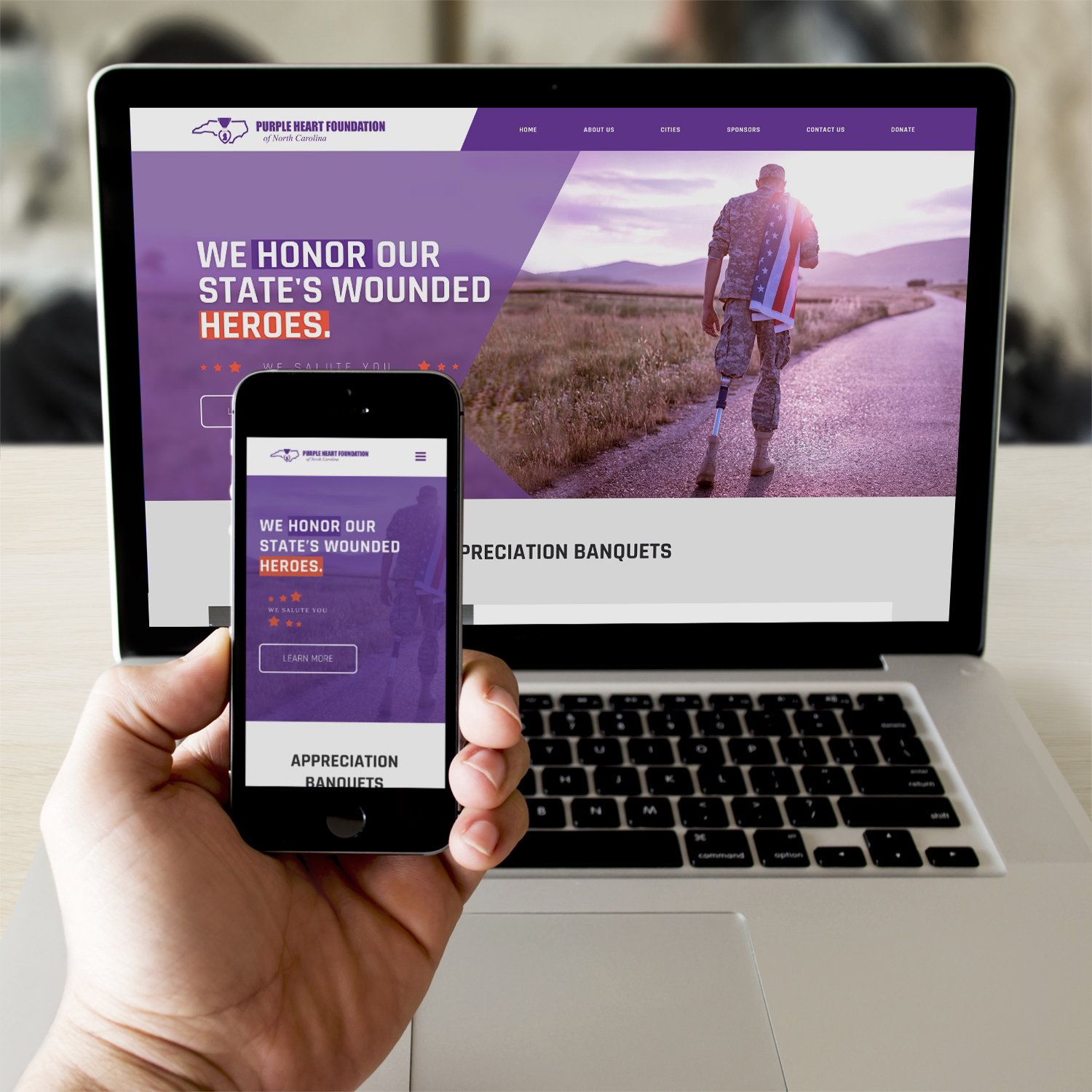 Web Design Non Profit Site Military Purple Heart Raleigh Feature