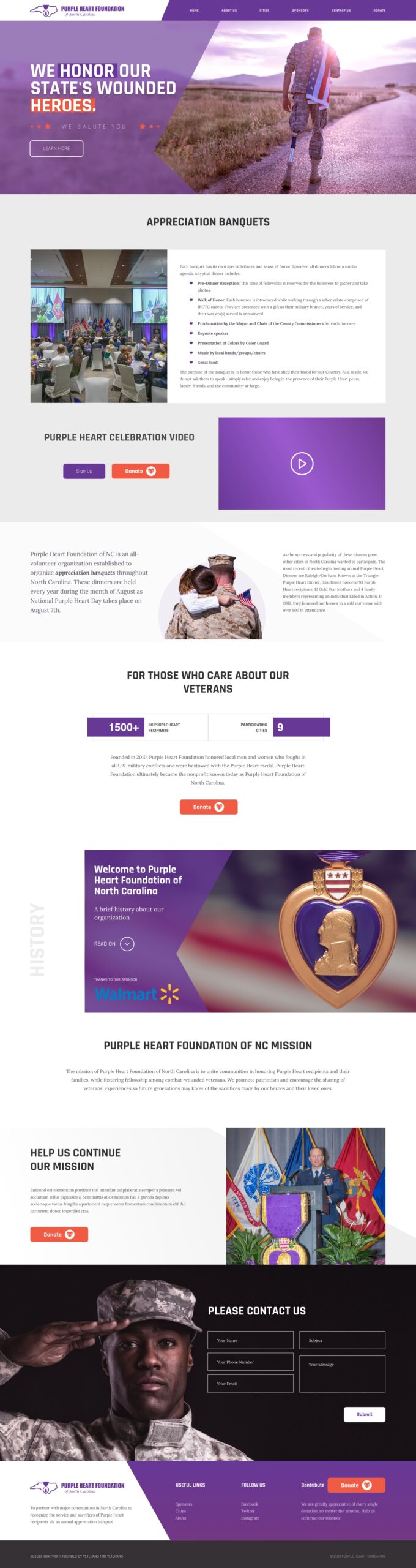 Web Design Non Profit Site Military Purple Heart Raleigh Home