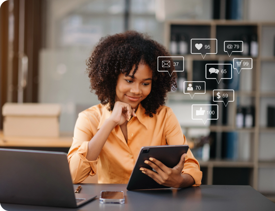 Asian Woman Typing Smartphone Keyboard With Laptop Computer Social Media Marketing Virtual Icons Screen Concept