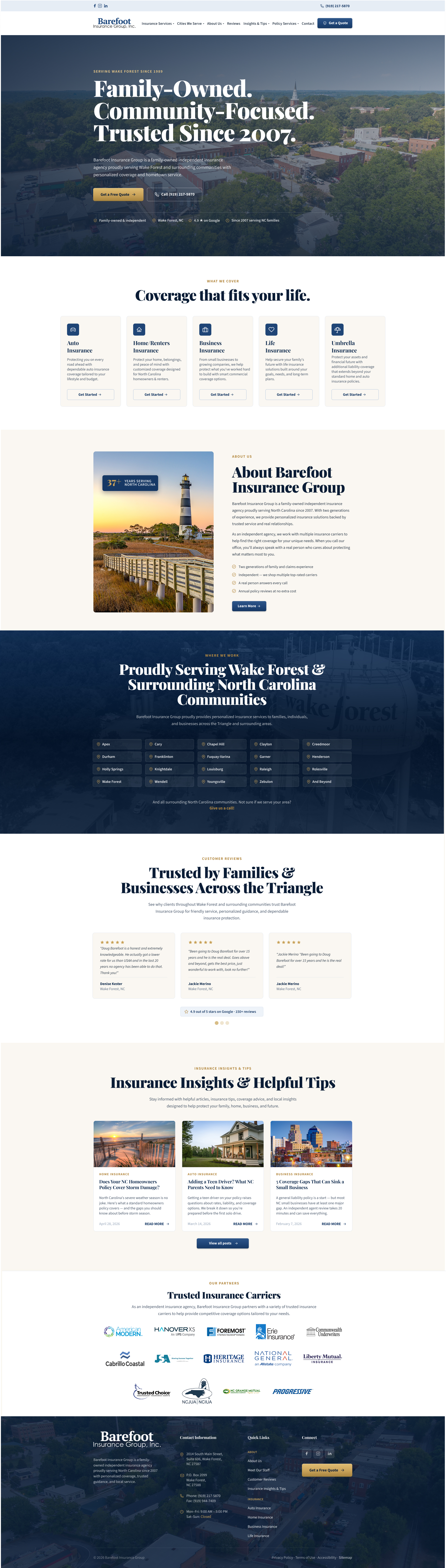 Raleigh Web Design Insurance Barefoot Insurance Group Desktop