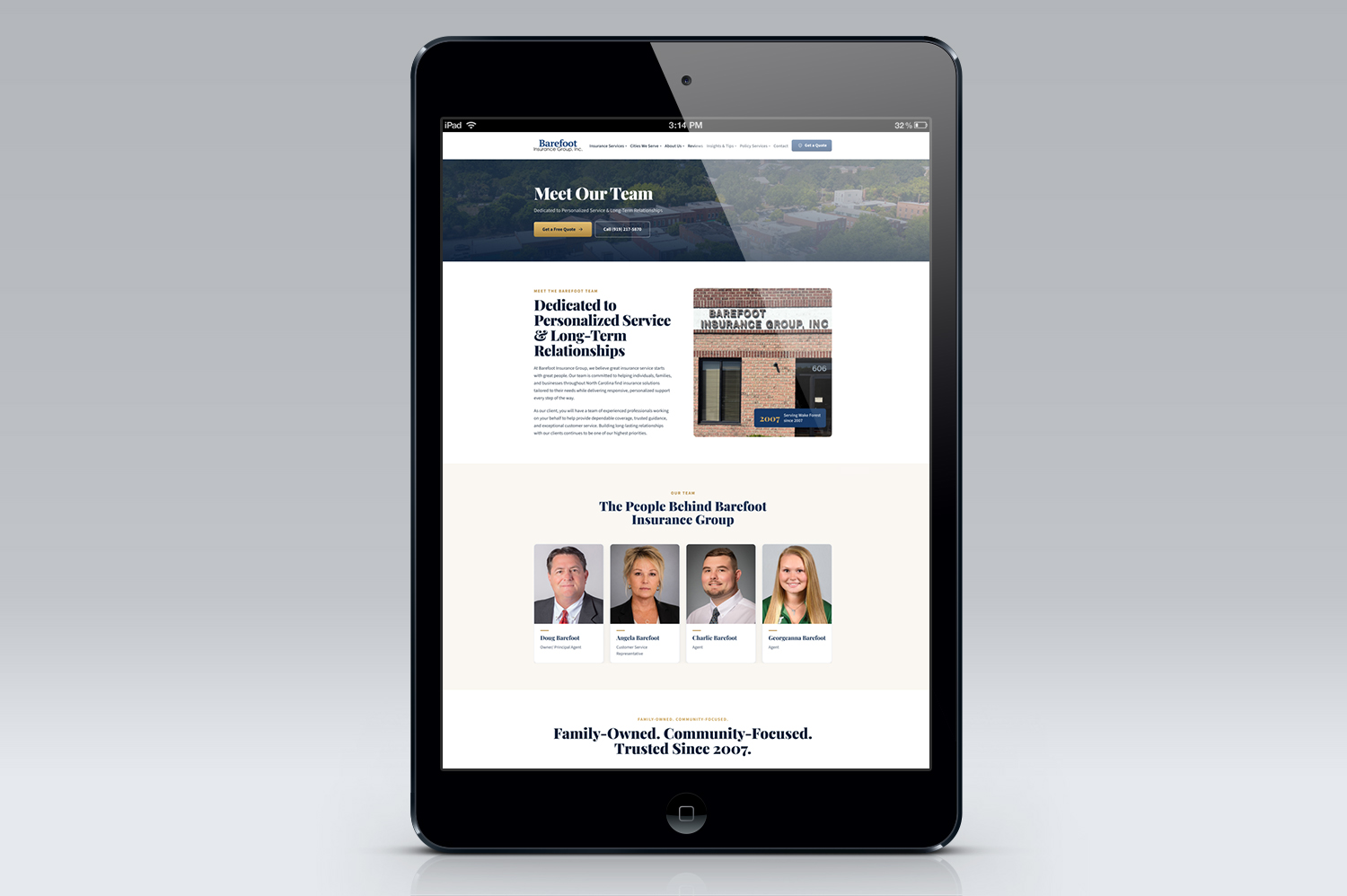 Raleigh Web Design Insurance Barefoot Insurance Group Team